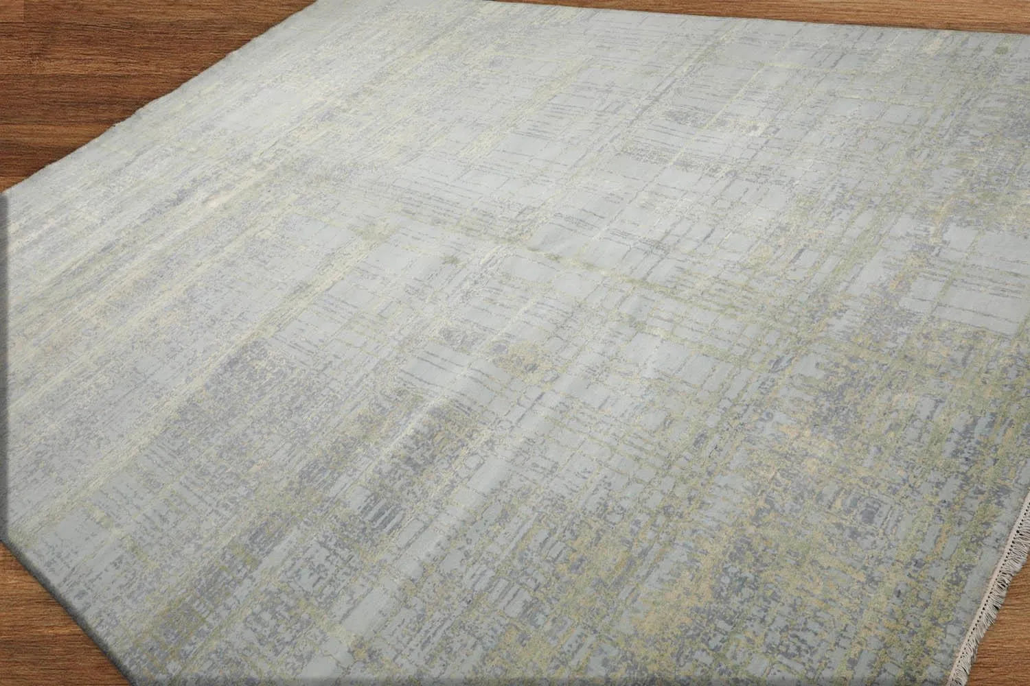 Multi Sizes Tibetan Wool and Silk Oriental Area Rug Light Blue, Green Color - Image 3