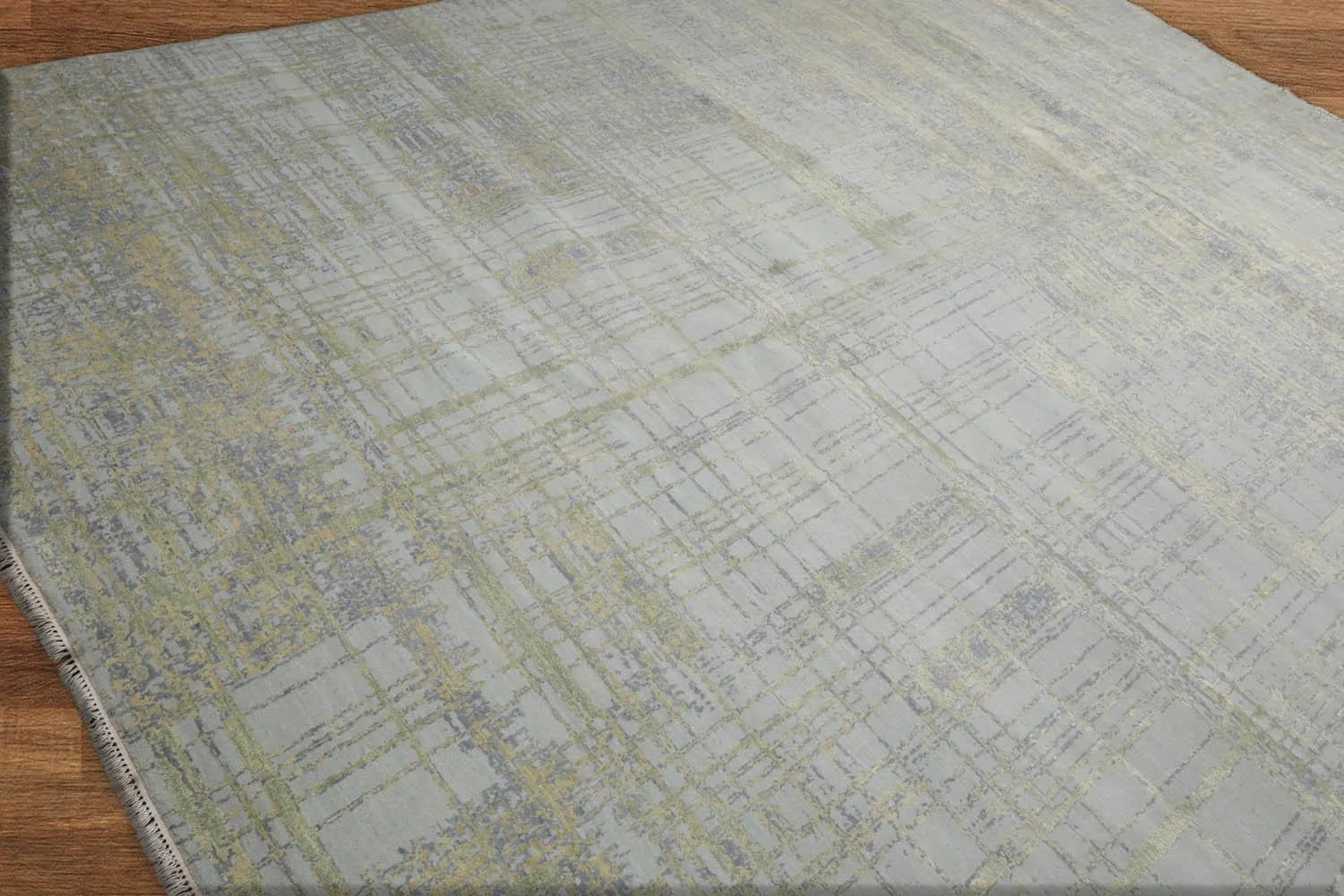 Multi Sizes Tibetan Wool and Silk Oriental Area Rug Light Blue, Green Color - Image 4