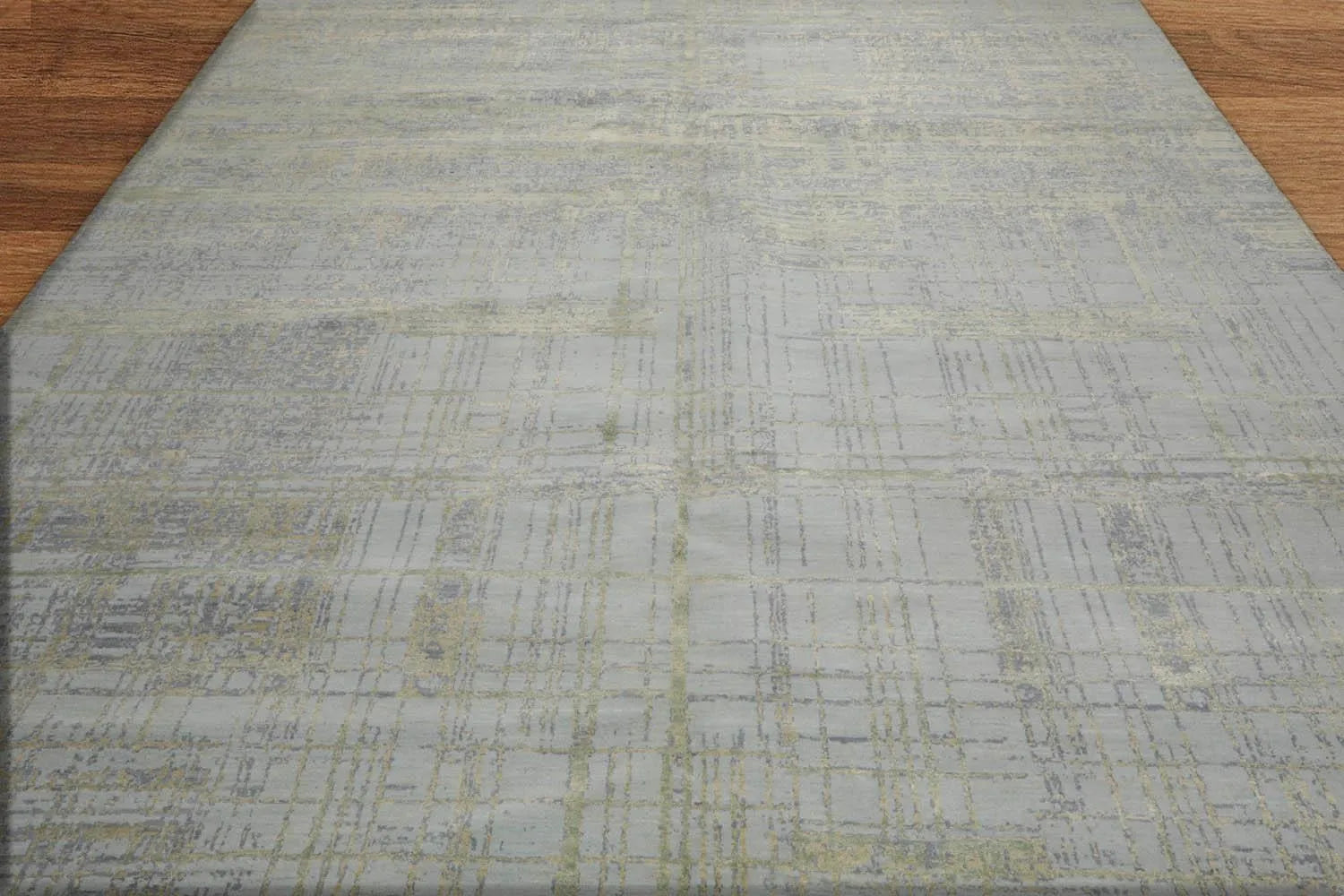 Multi Sizes Tibetan Wool and Silk Oriental Area Rug Light Blue, Green Color - Image 5