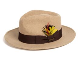 Crushable Beige Melange 100% Australian Wool Fedora Hat