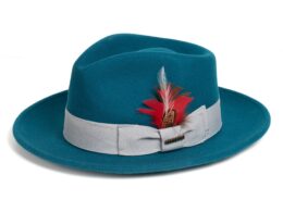 Crushable Acid Blue 100% Australian Wool Fedora Hat