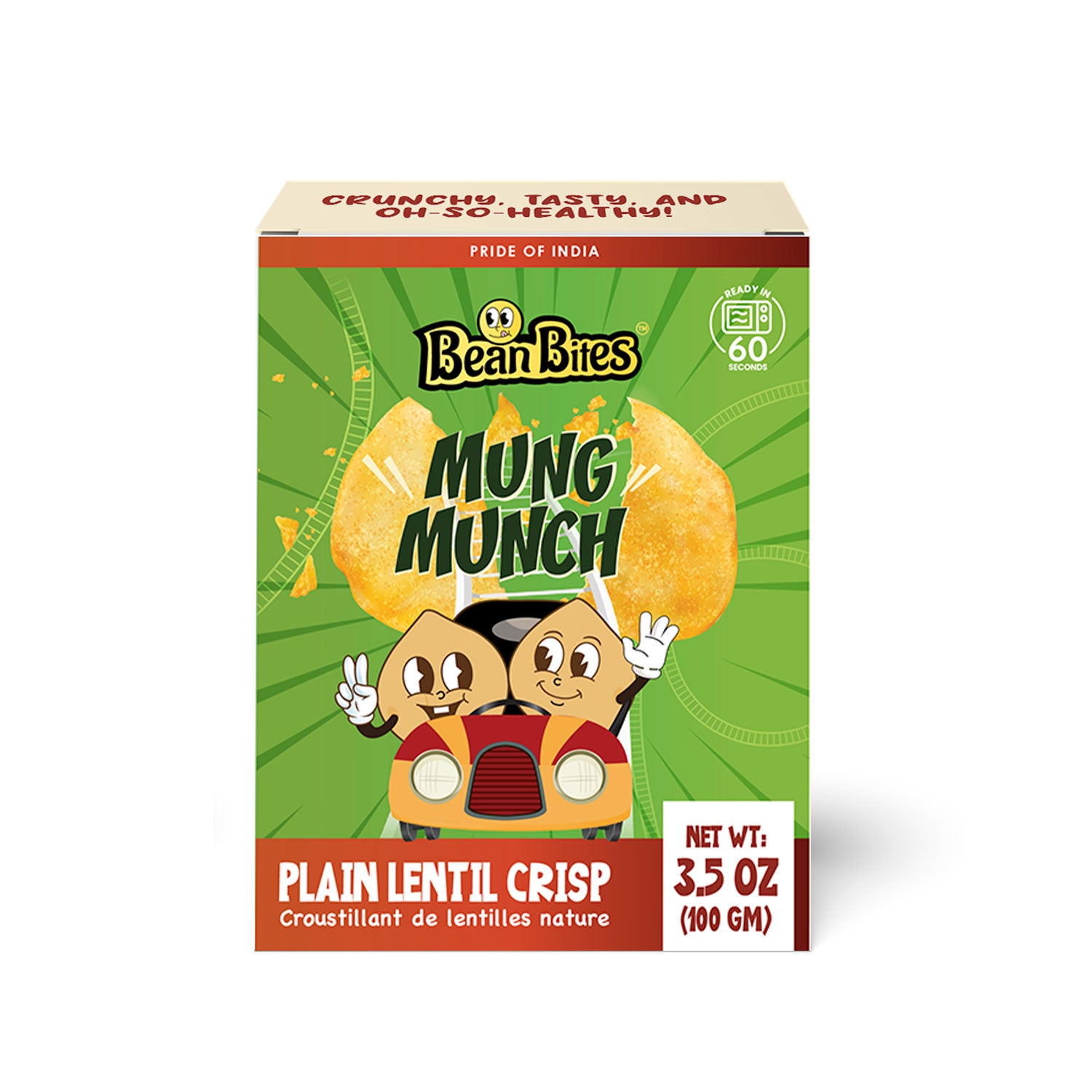 Bean Bites | Mung Munch Lentil Crisp 3.53 oz (100 g) | Round Crunchy Bites