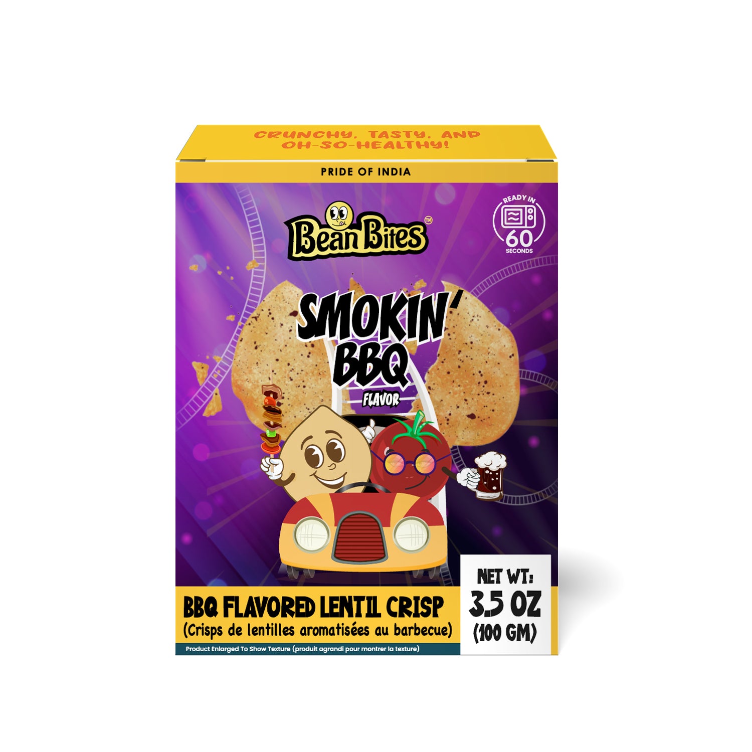 Bean Bites | Smokin’ BBQ Lentil Crisp 3.53 oz (100 g) | Round Crunchy Crisps - Image 6