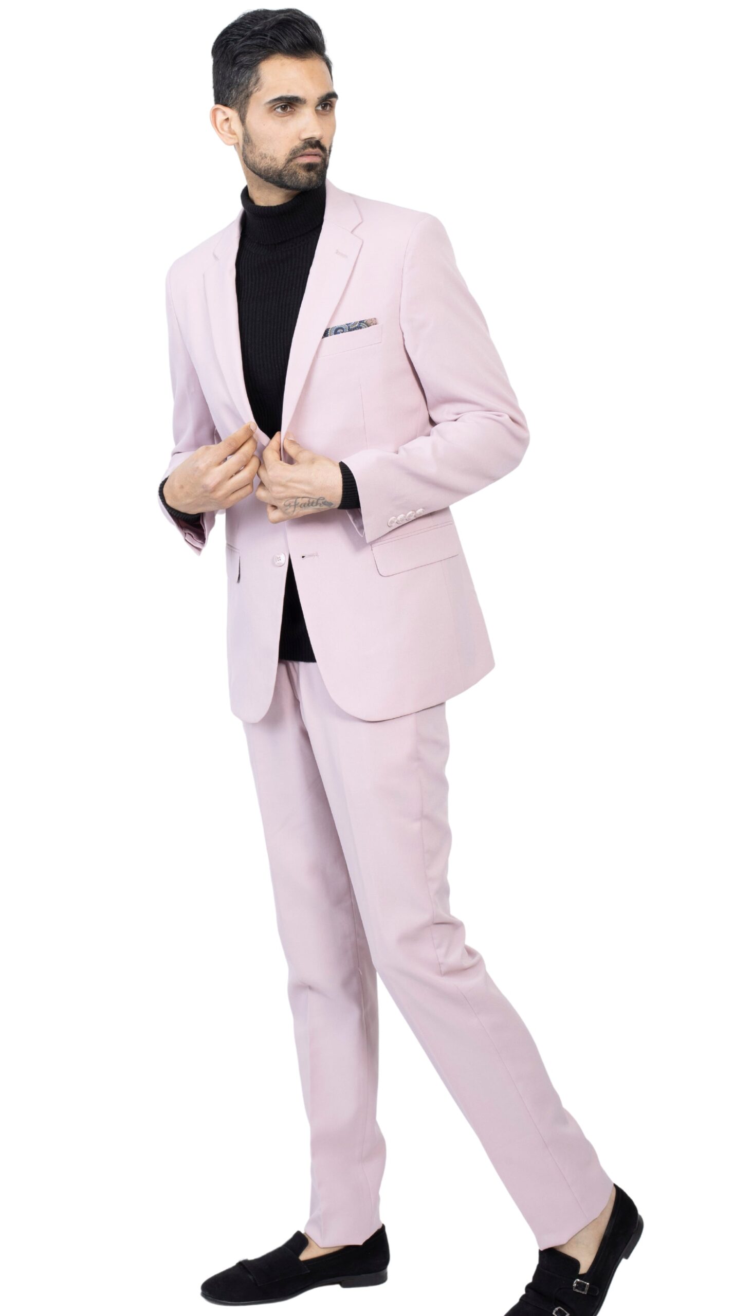 Paul Lorenzo Mens Pale Mauve Slim Fit 2 Piece Suit - Image 2