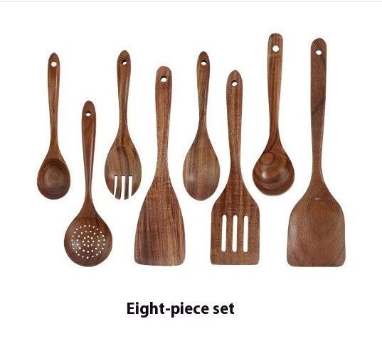 Teak Natural Thai Wood Tableware Spoon Ladle Turner Kitchen Tool Set - Image 23