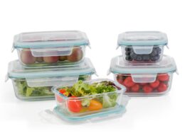 10-Piece Glass Food Storage Containers with Airtight Locking Lids (5 Containers + 5 Lids)