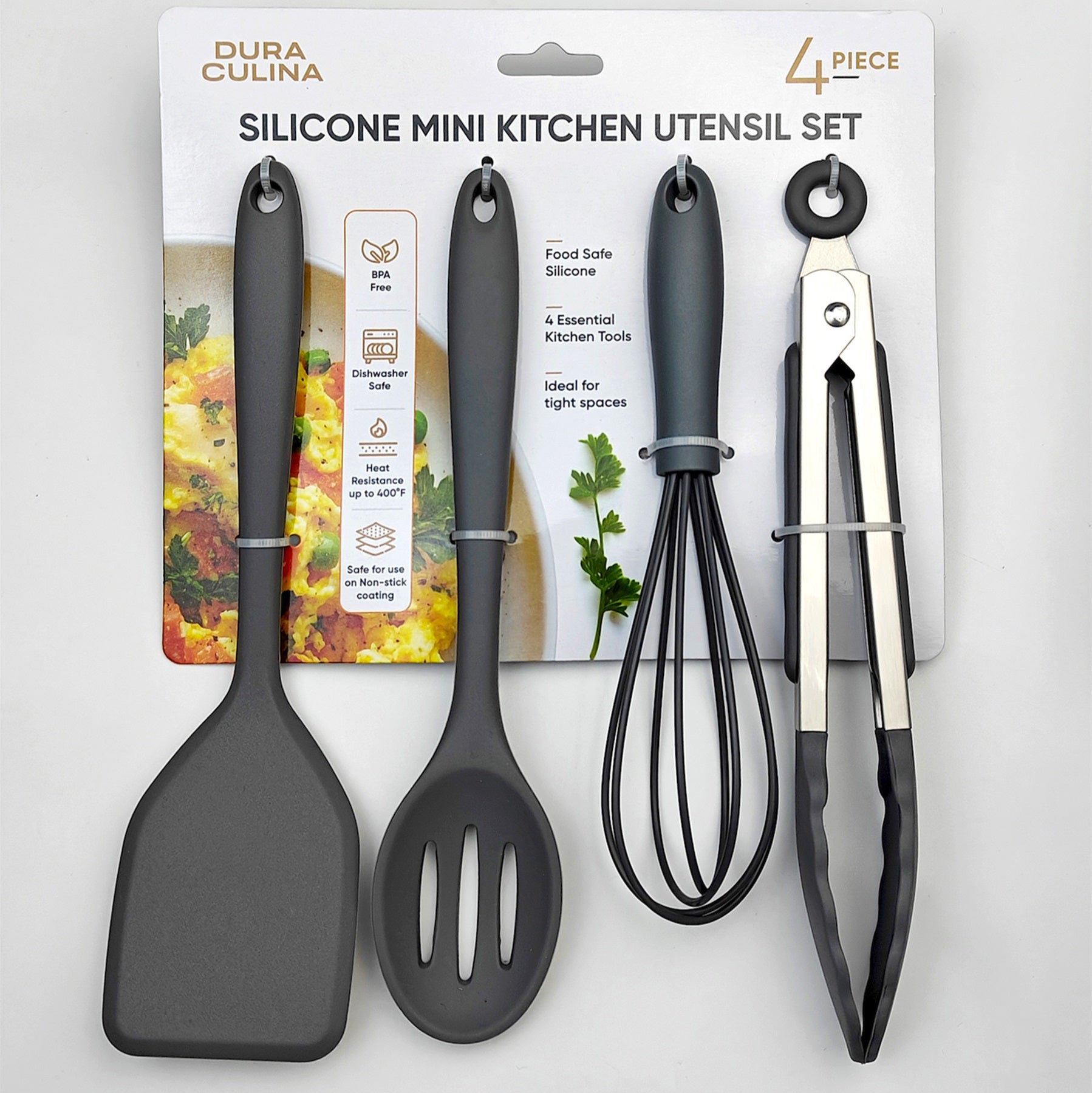 4-Piece Grey Mini Silicone Tool Set – Versatile, Non-Stick, and Stylish