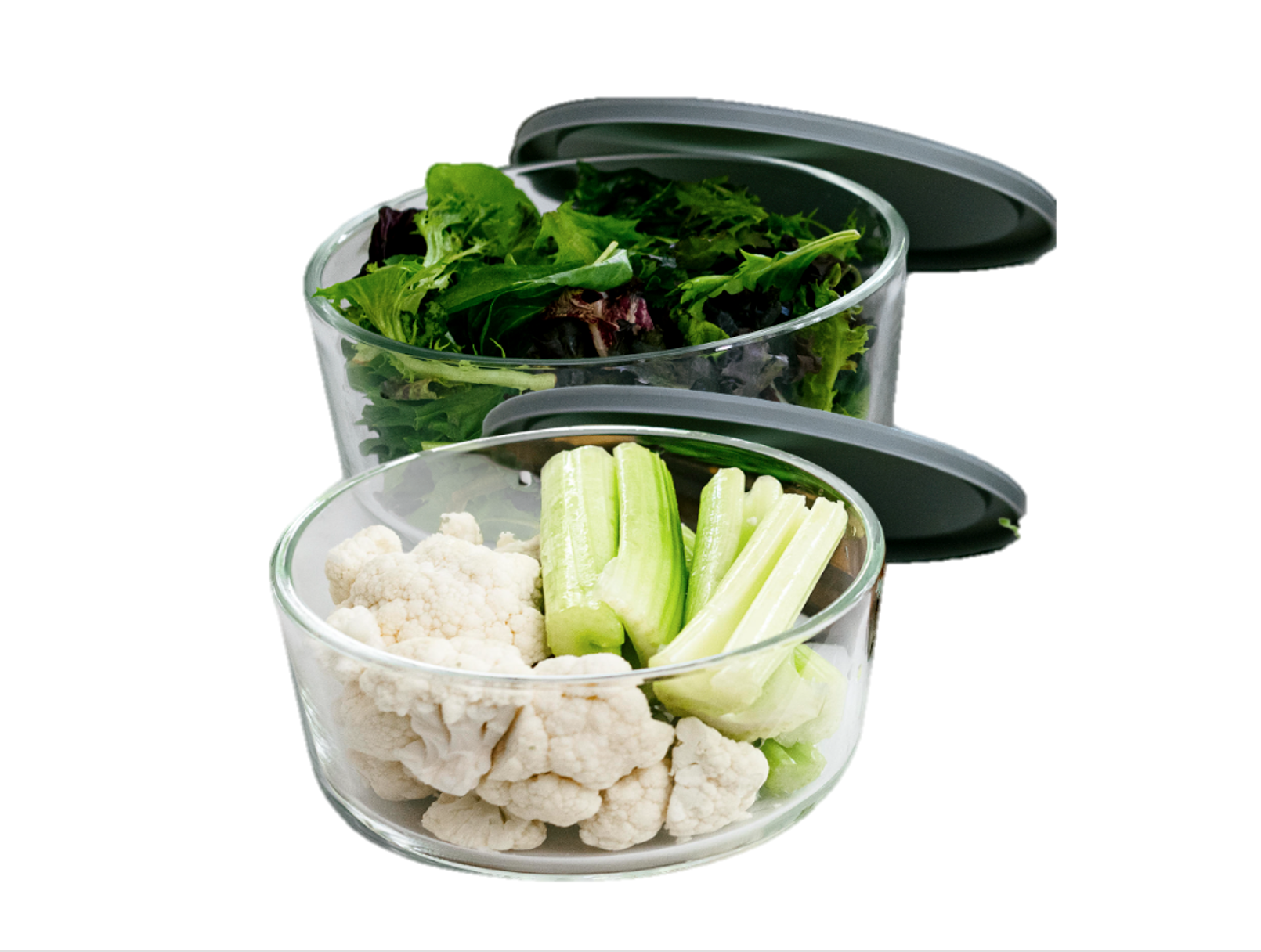 Glass Food Storage Containers - 4 Piece 6.55 Cup (2 Containers + 2 Lids) Set, Grey - Image 3