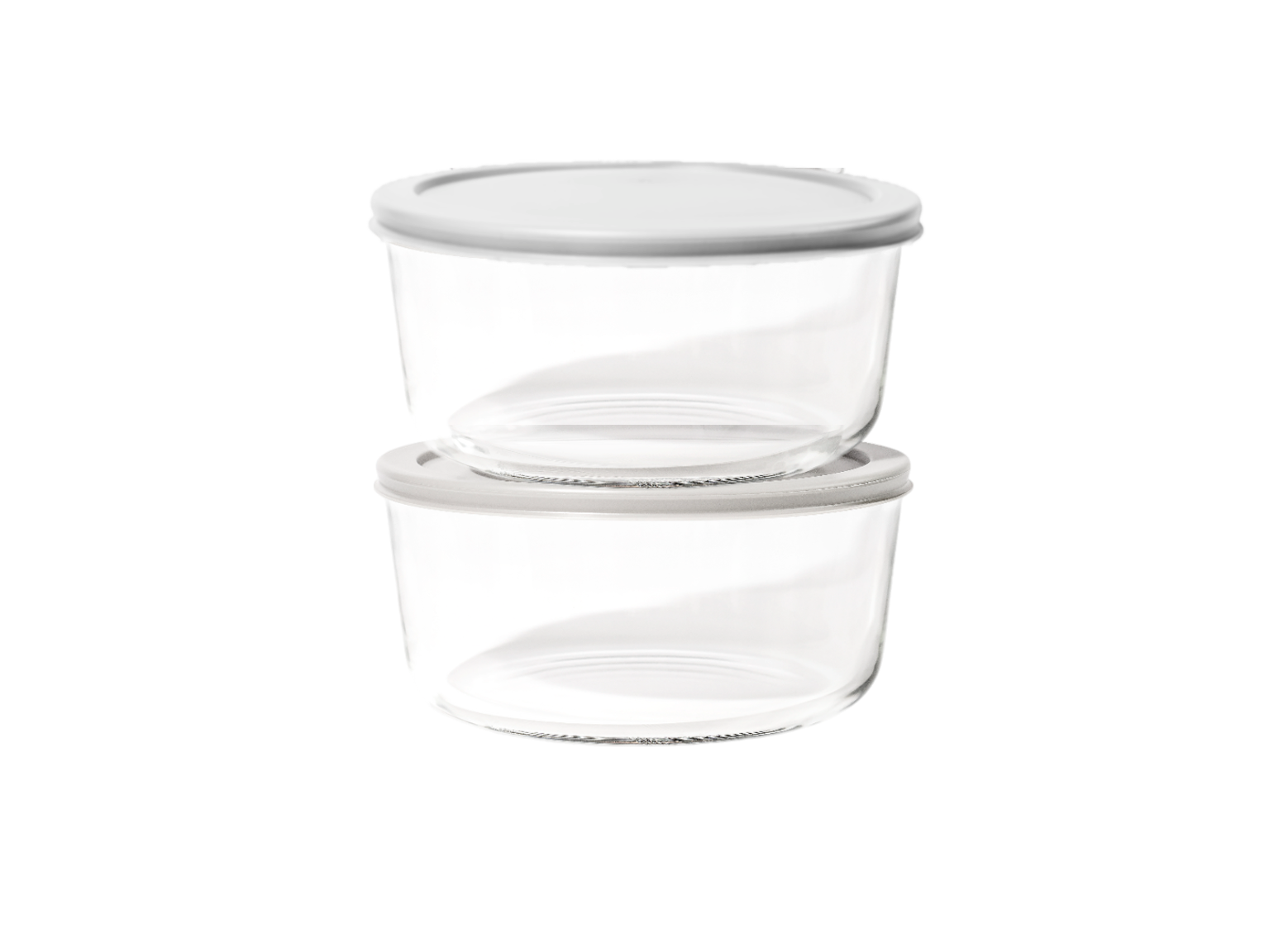 Glass Food Storage Containers - 4 Piece 6.55 Cup (2 Containers + 2 Lids) Set, Grey