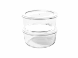Glass Food Storage Containers - 4 Piece 6.55 Cup (2 Containers + 2 Lids) Set, White