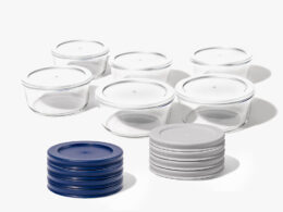 12 Piece (4 Cup / 32oz) Round Glass Food Storage Container Set (6 Containers + 6 Lids) with Bonus Lids