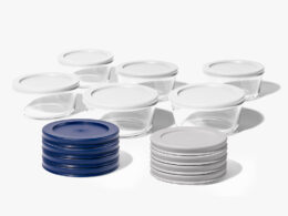 12 Piece (2 Cup / 16oz) Round Glass Food Storage Container Set (6 Containers + 6 Lids) with Bonus Lids