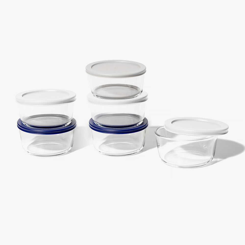12 Piece (2 Cup / 16oz) Round Glass Food Storage Container Set (6 Containers + 6 Lids) with Bonus Lids - Image 2