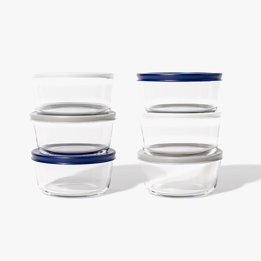 12 Piece (4 Cup / 32oz) Round Glass Food Storage Container Set (6 Containers + 6 Lids) with Bonus Lids - Image 4