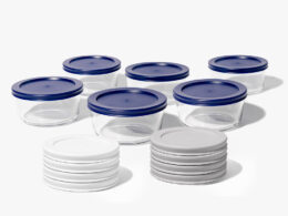 12 Piece (2 Cup / 16oz) Round Glass Food Storage Container Set (6 Containers + 6 Lids) with Bonus Lids