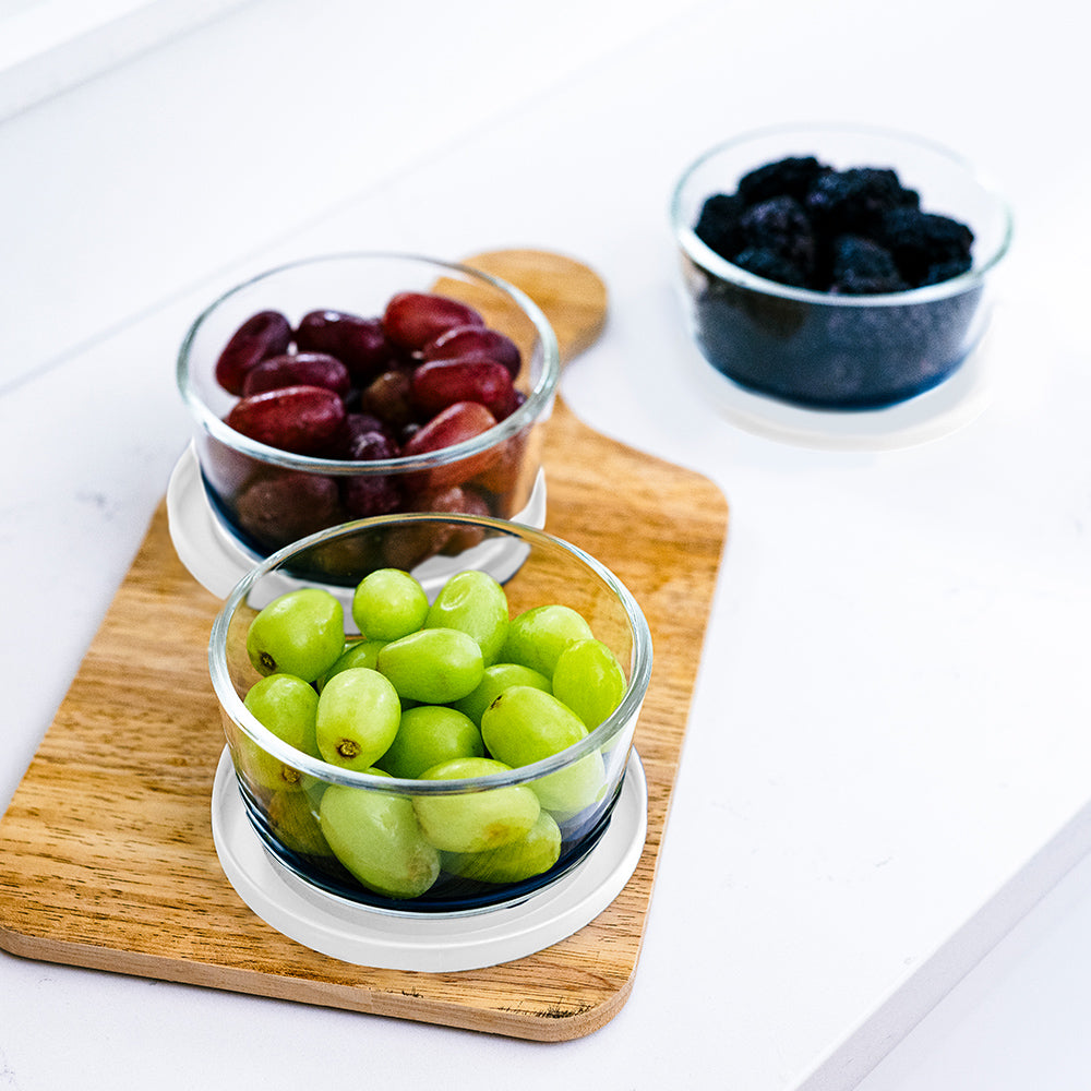 12 Piece (2 Cup / 16oz) Round Glass Food Storage Container Set (6 Containers + 6 Lids) with Bonus Lids - Image 4