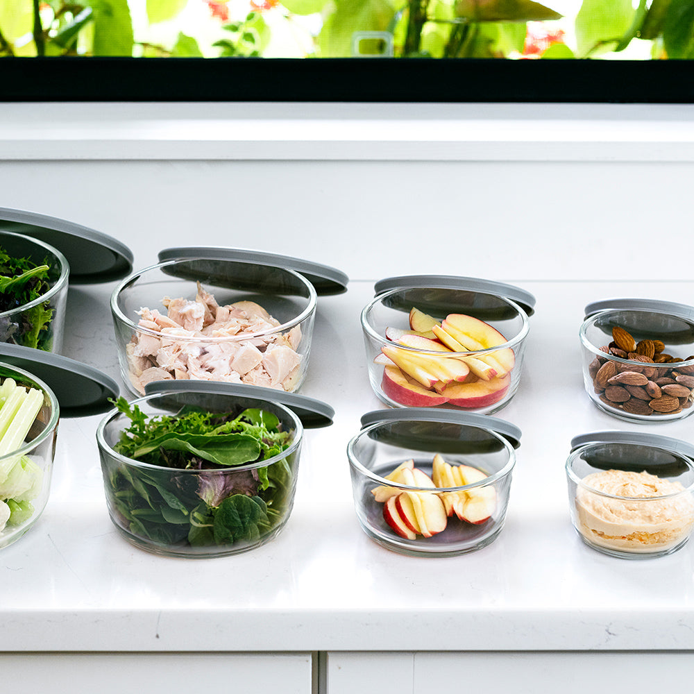 16 Piece Round Nest Space-Saving Glass Storage Container Set (8 Containers + 8 Lids) With Bonus Lids - Image 3