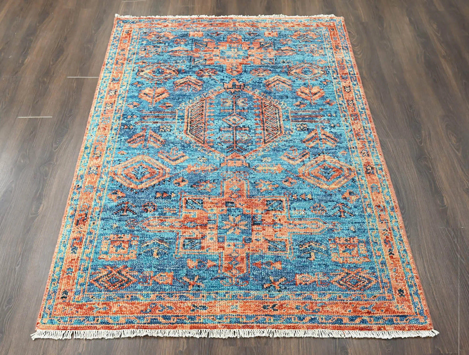 Multi Size Turquoise, Burnt Orange Hand Knotted Arts & Crafts 100% Wool Turkish Oushak Traditional Oriental Area Rug - Image 3