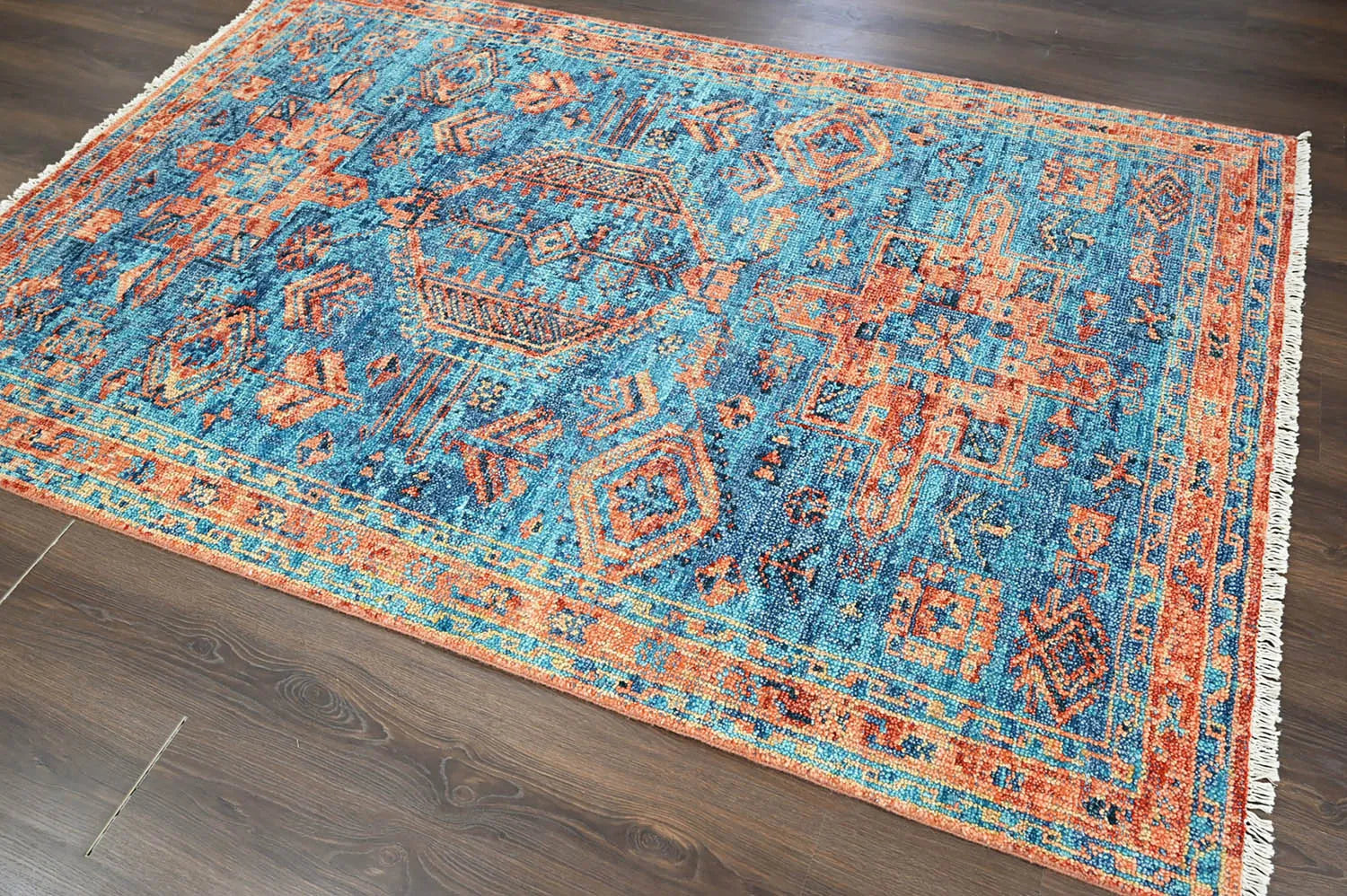 Multi Size Turquoise, Burnt Orange Hand Knotted Arts & Crafts 100% Wool Turkish Oushak Traditional Oriental Area Rug - Image 4