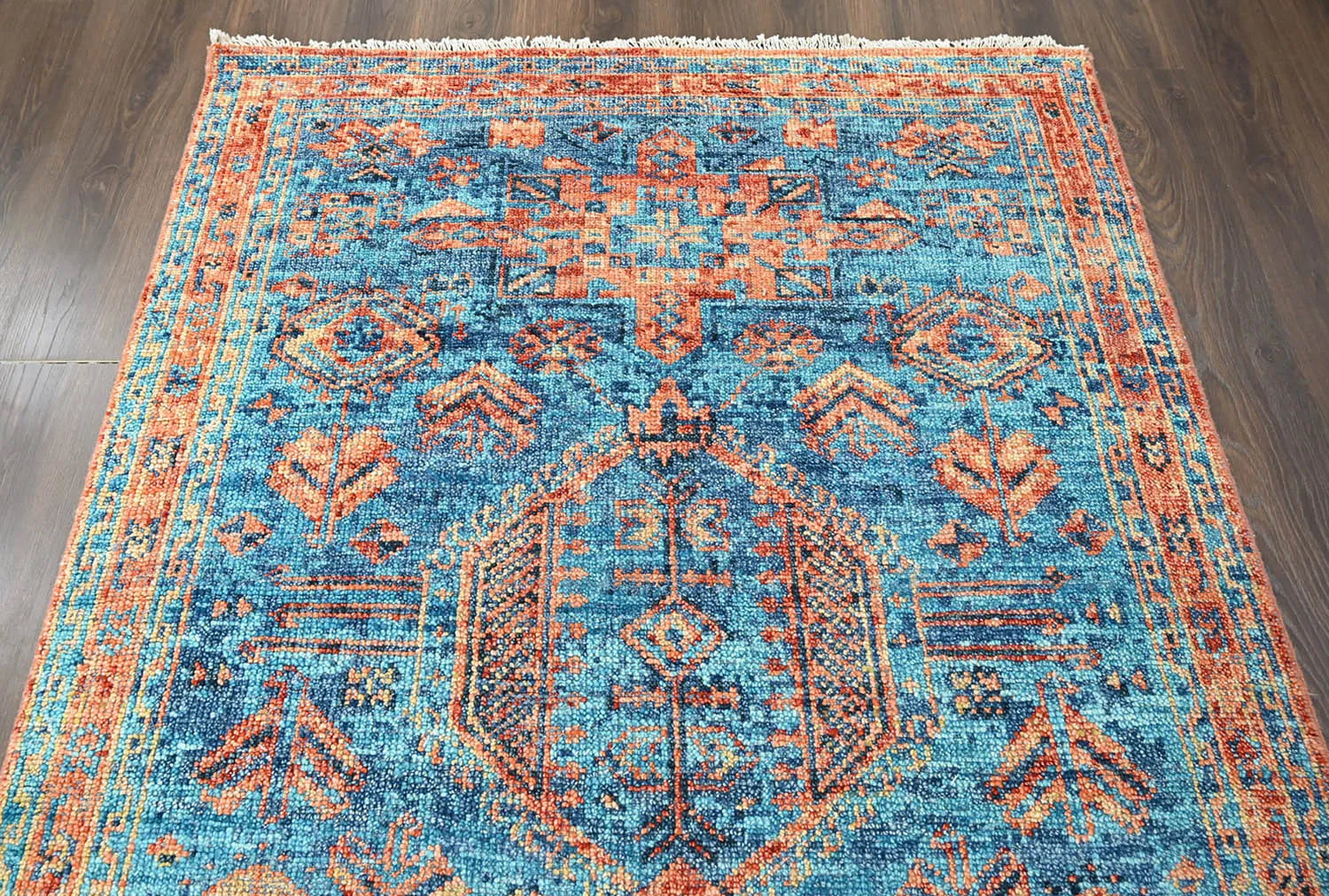 Multi Size Turquoise, Burnt Orange Hand Knotted Arts & Crafts 100% Wool Turkish Oushak Traditional Oriental Area Rug - Image 5
