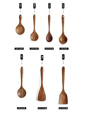Teak Natural Thai Wood Tableware Spoon Ladle Turner Kitchen Tool Set - Image 16