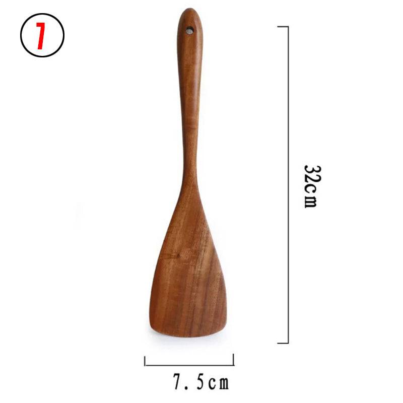 Teak Natural Thai Wood Tableware Spoon Ladle Turner Kitchen Tool Set - Image 17