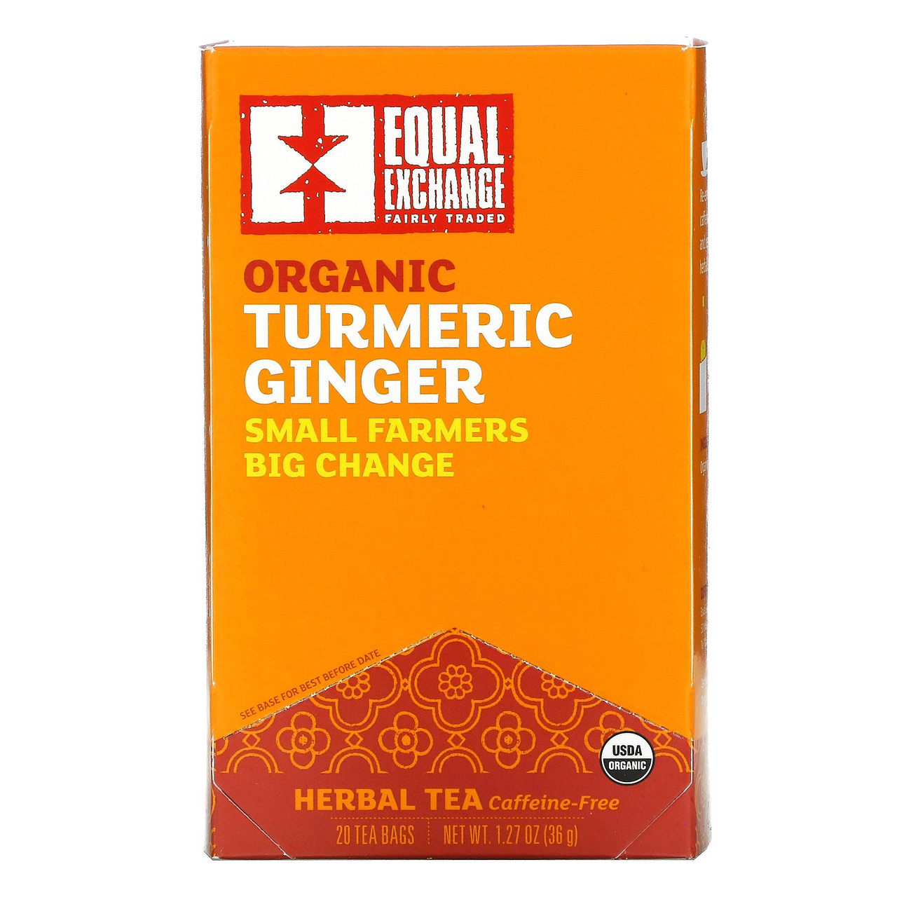 Organic Caffeine Free Turmeric Ginger Herbal Tea 20 Tea Bags (Pack of 6 Boxes)