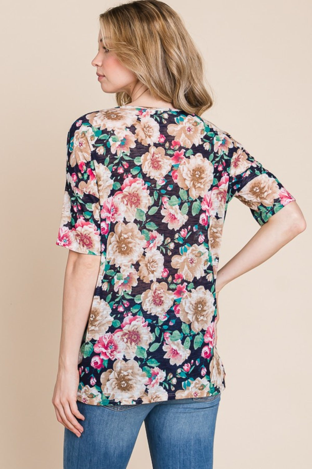 BOMBOM Floral Round Neck T-Shirt - Image 2
