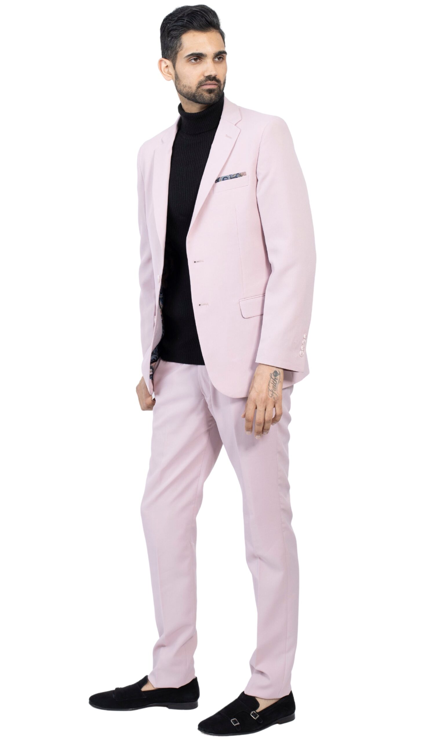 Paul Lorenzo Mens Pale Mauve Slim Fit 2 Piece Suit - Image 3