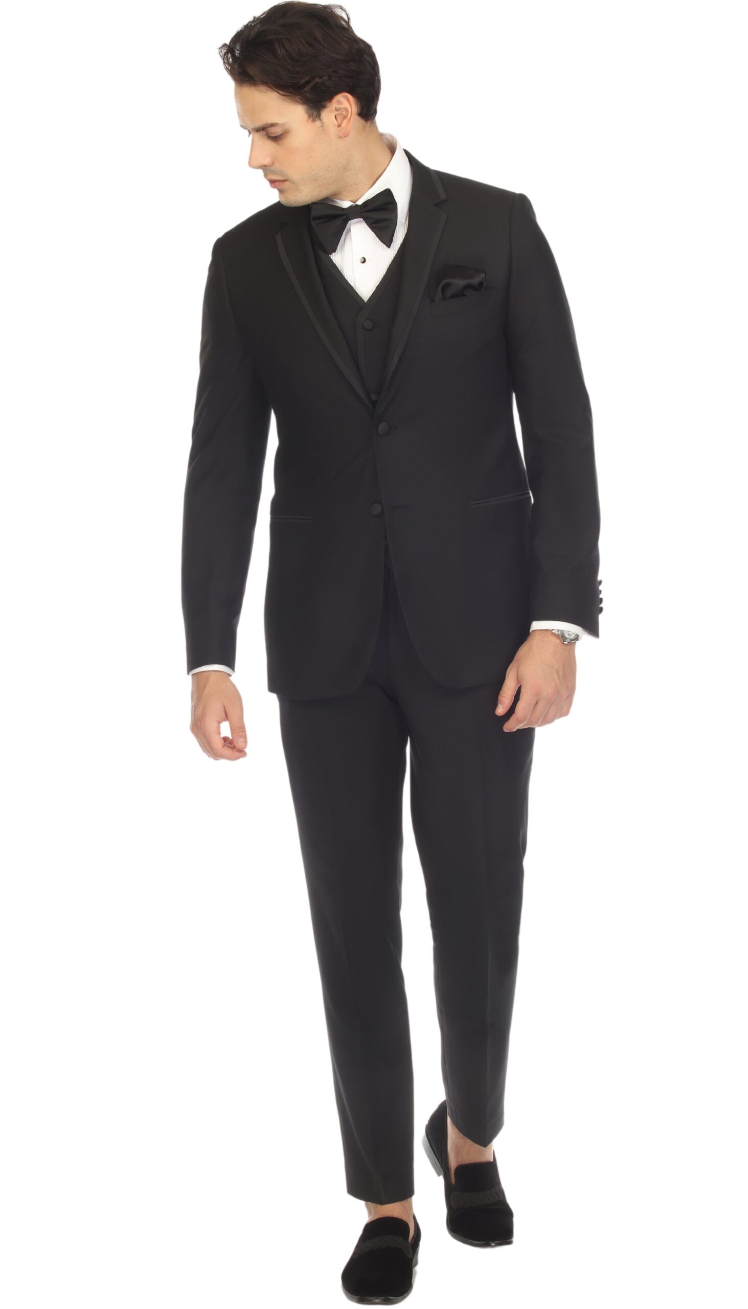 Celio Black Slim Fit Notch Lapel 2 Piece Tuxedo - Image 3
