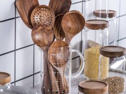 Teak Natural Thai Wood Tableware Spoon Ladle Turner Kitchen Tool Set