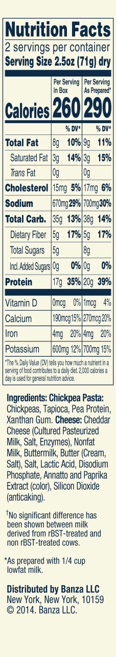 BANZA CHCKPEA MAC & CHED ( 6 X 5.5 OZ ) - Image 3