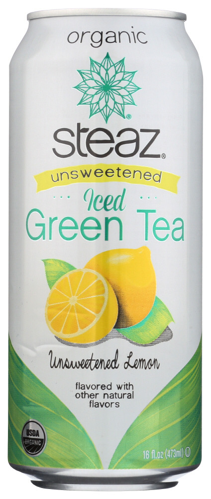 Steaz Energy Unsweetened Lemon Iced Green Tea (12x16 Oz)