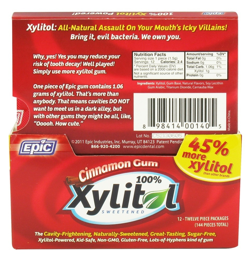 Epic Dental Xylitol Gum Cinn (12x12 CT) - Image 2
