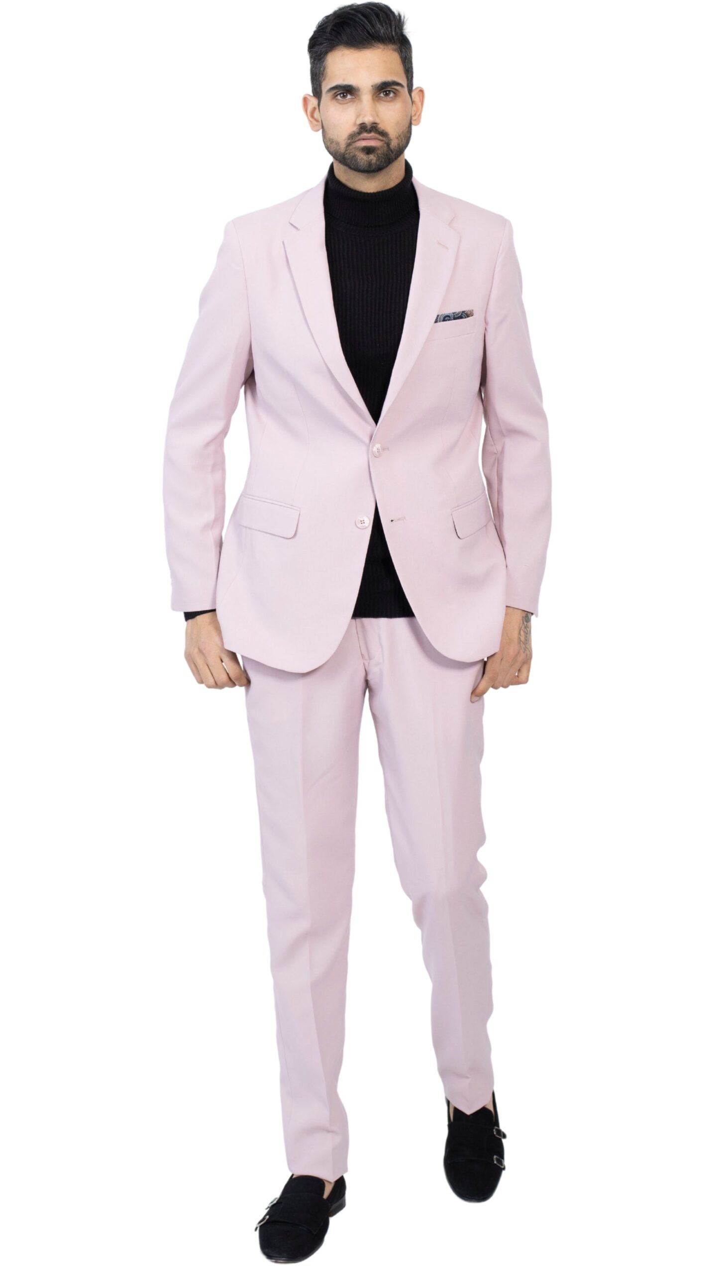 Paul Lorenzo Mens Pale Mauve Slim Fit 2 Piece Suit - Image 4