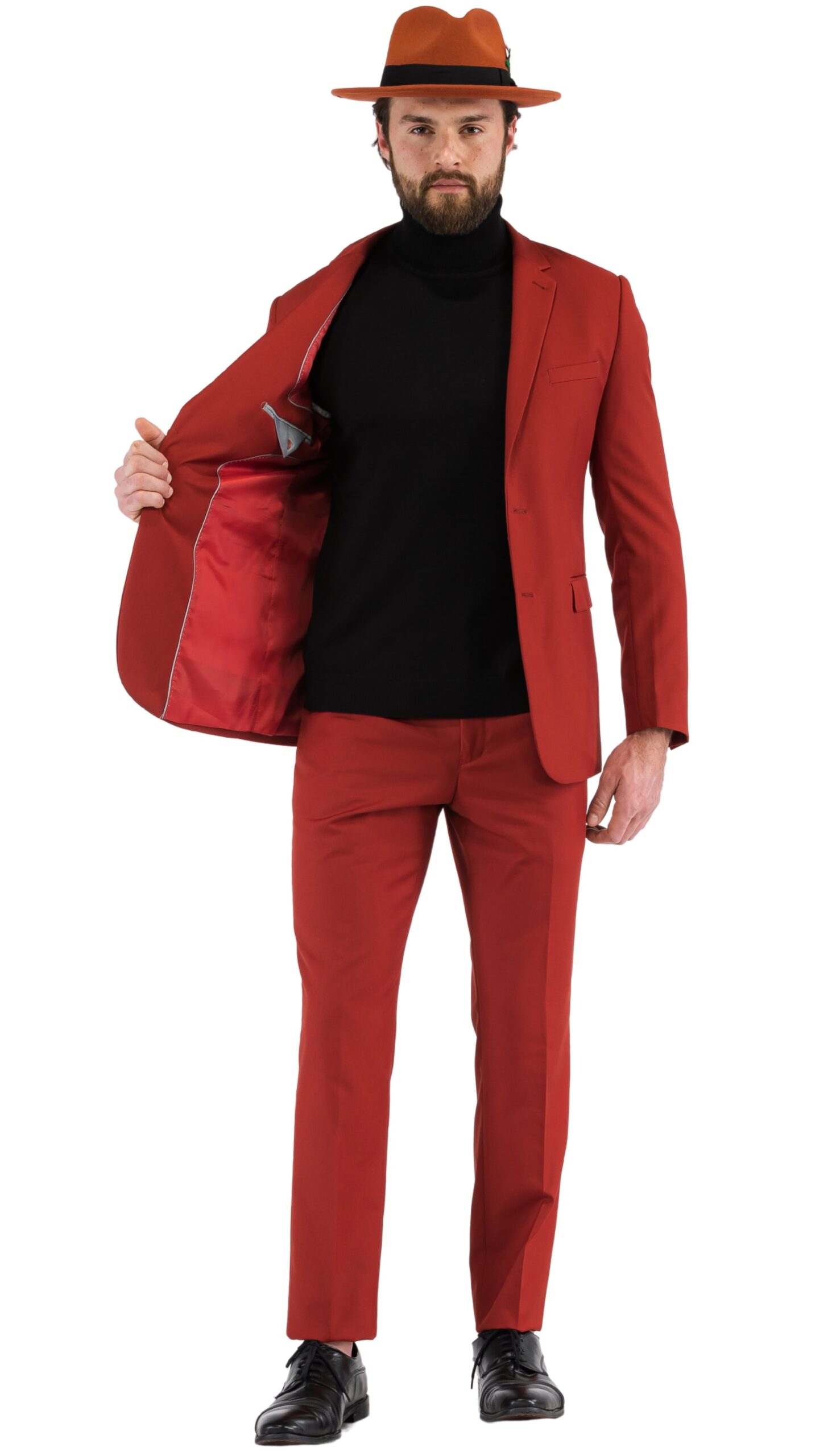 Oslo Brick Slim Fit Notch Lapel 2 Piece Suit - Image 4