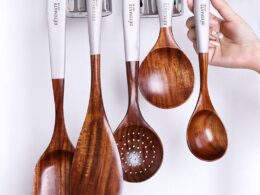 Teak Lacquer Kitchen Utensils | Japanese-Style Soup Spoon & Vegetable Shovel
