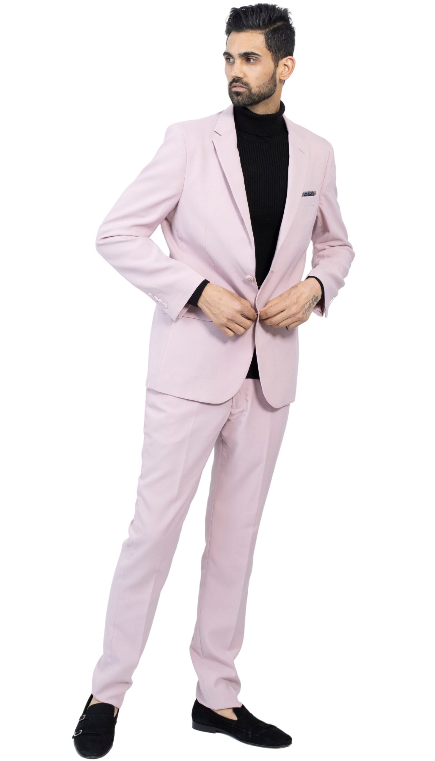 Paul Lorenzo Mens Pale Mauve Slim Fit 2 Piece Suit - Image 5