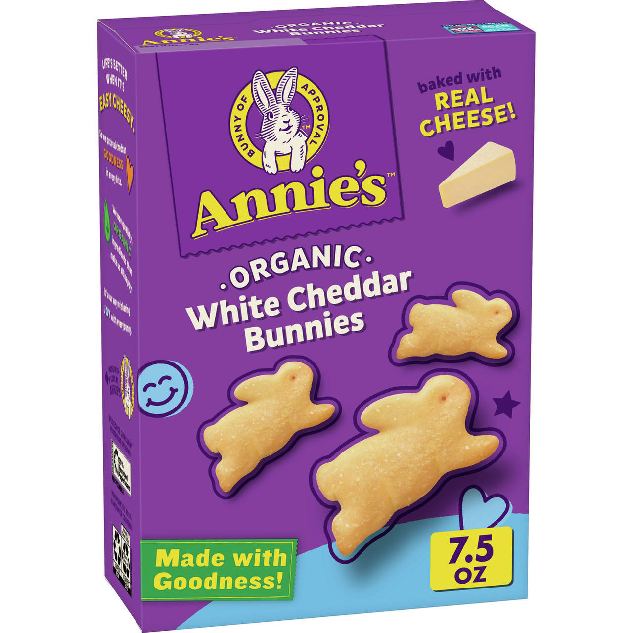 Annie's Homegrown Organic White Cheddar Bunnies 7.5 oz (Pack of 12)