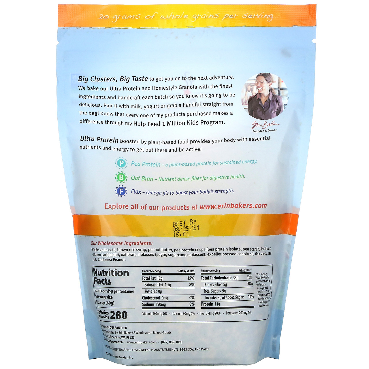 Erin Baker's Ultra Protein Granola 12 oz (Pack of 6) - Image 2