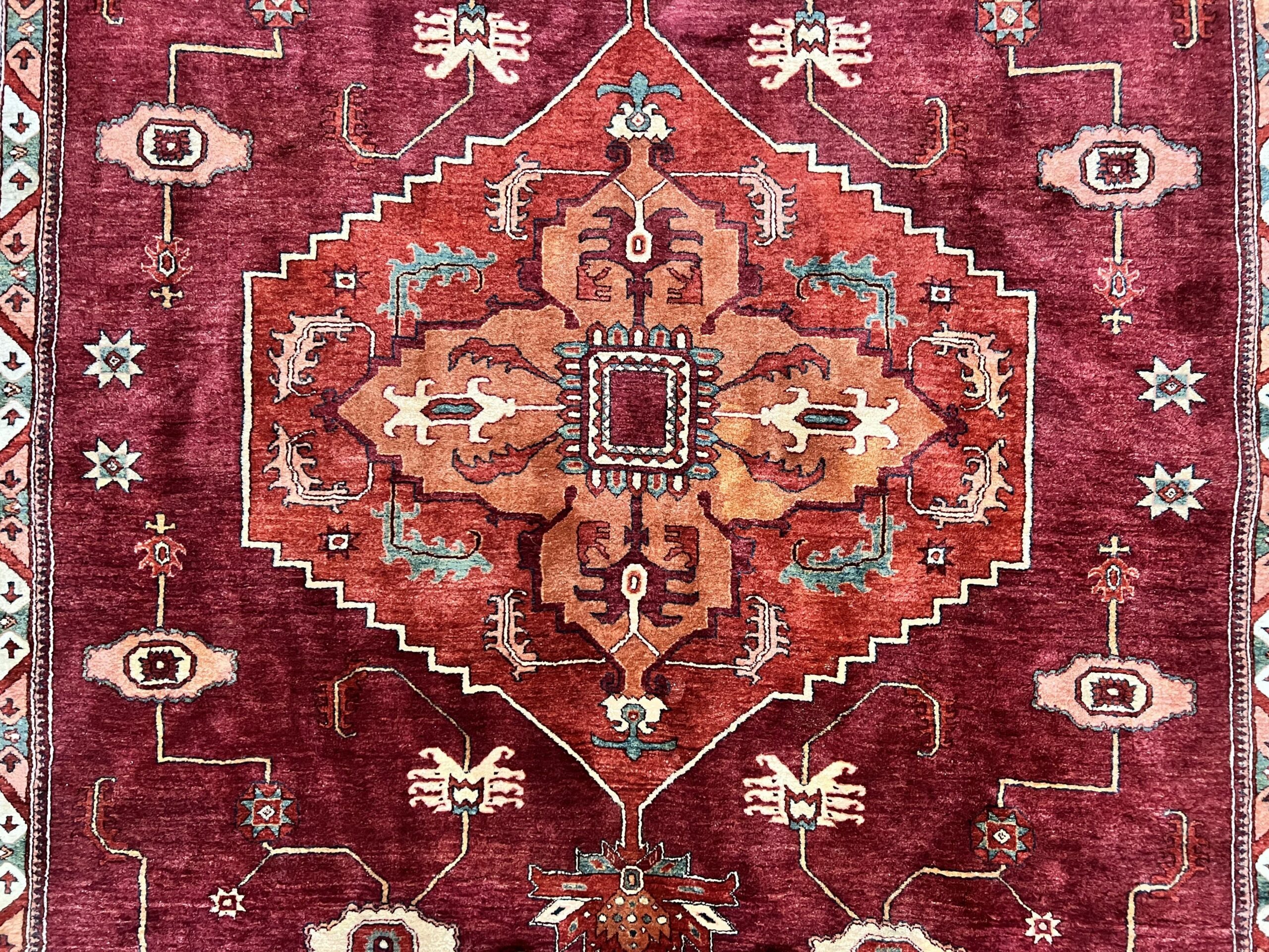 Persian Bidjar Rug 9x13, Wool Hand Knotted Vintage Carpet, Red Oriental Rug, Handmade Rug, Large 9 x 13 Room Size Rug - Image 4