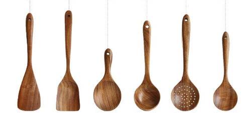 Teak Natural Thai Wood Tableware Spoon Ladle Turner Kitchen Tool Set - Image 28