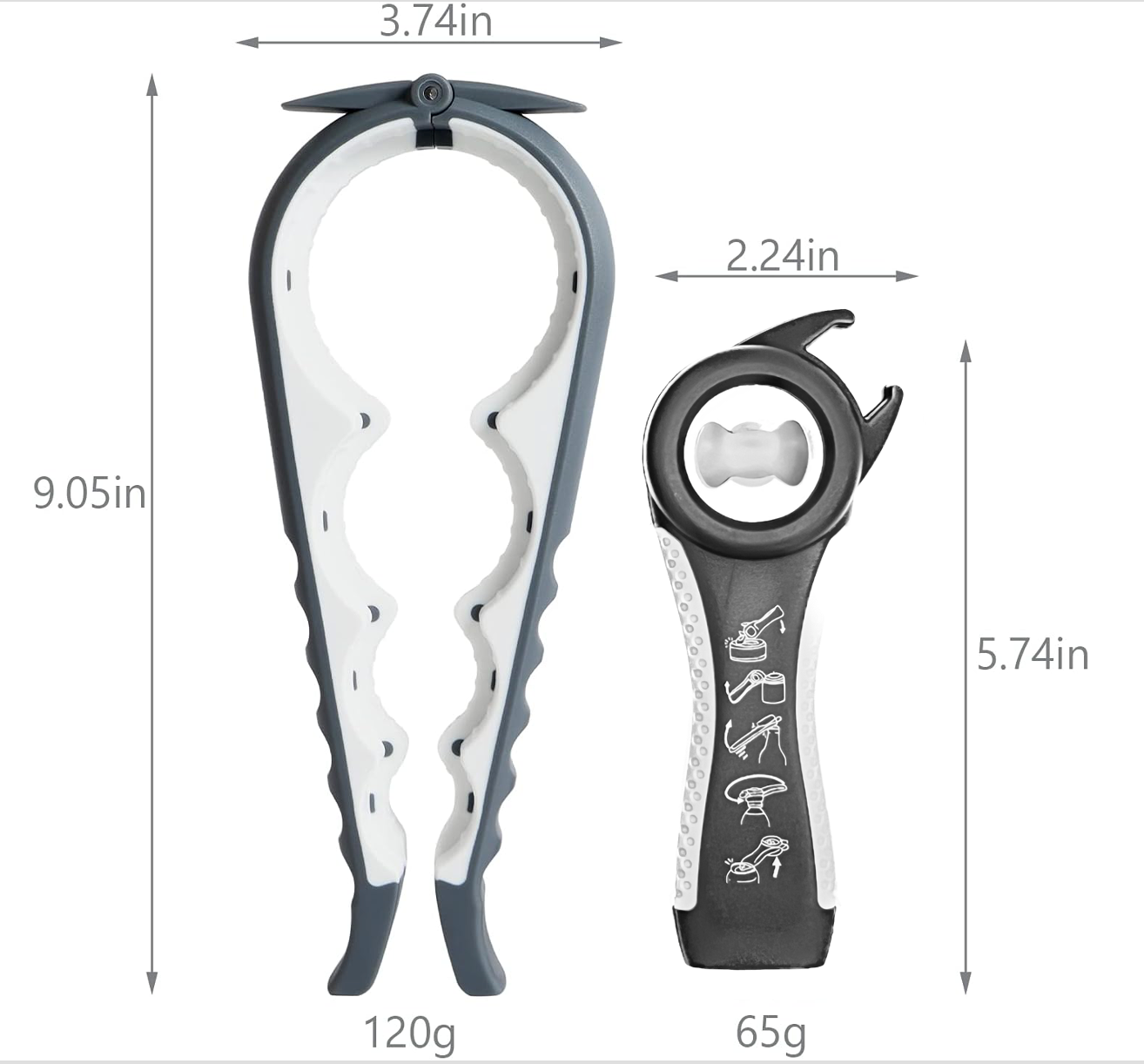 UNIVERSAL BOTTLE AND JAR OPENER SET- GREY - Image 2