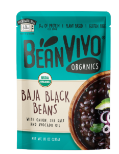 BeanVivo Organic Baja Black Beans with Onion, Sea Salt, & Avocado Oil 10 oz (Pack of 6)