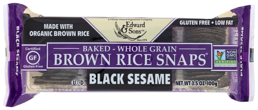 Edward & Sons Black Sesame Brown Rice Snaps (12x3.5 Oz)