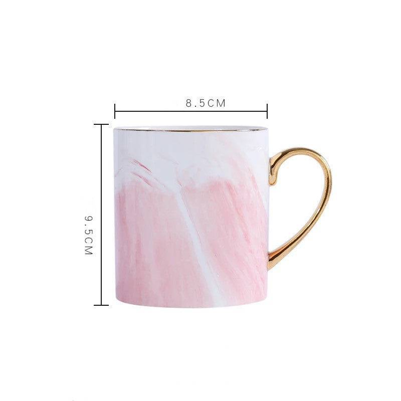 Creative Ceramic Mug With Marble Pattern And Gold Handle - Image 6