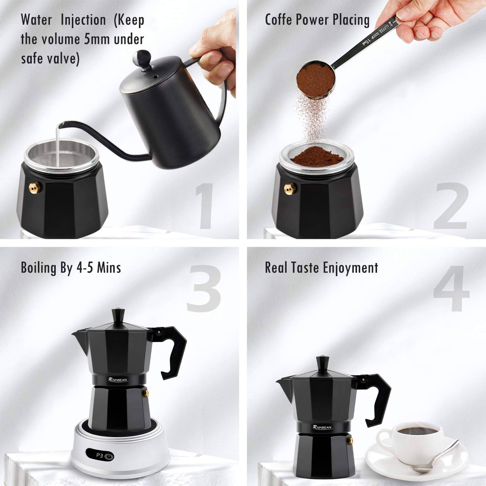 Classic Italian Moka Pot – Stovetop Espresso Maker (3 or 6 Cups) - Image 2