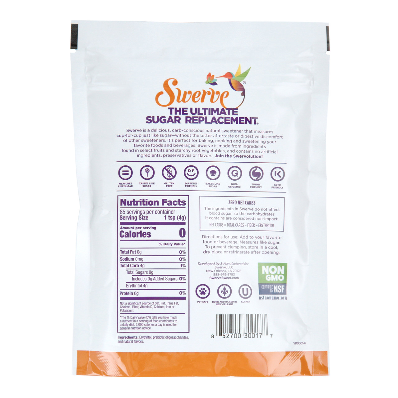 Swerve Natural Ultimate Sugar Replacement Granulated Erythritol 12 oz (Pack of 6) - Image 2