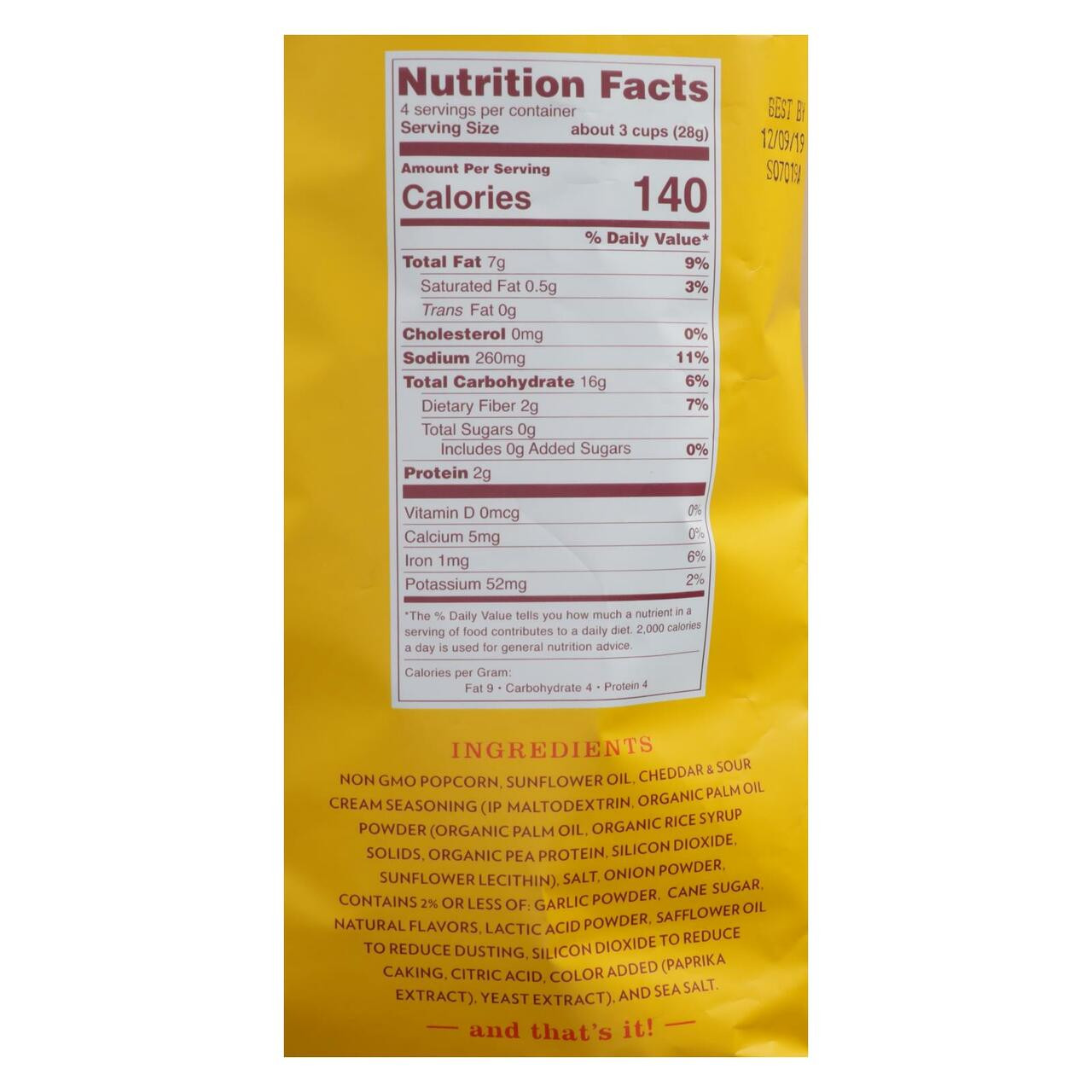 Live Love Pop Cheddar & Sour Cream Pop Corn 4.4 oz (Pack of 12) - Image 3