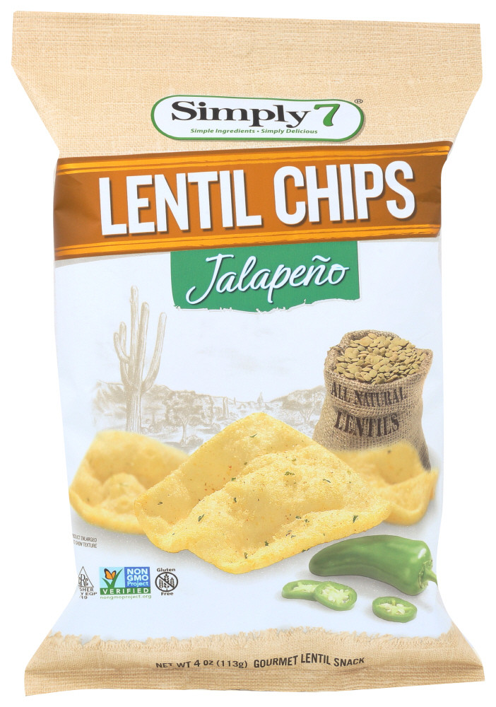 Simply7 Jalapeno Lentil Chips 4 oz (Pack of 12)